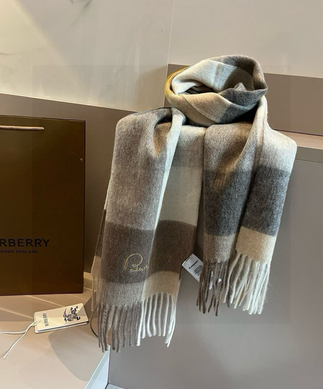 gold velvet minimalist Scarf for men - alternate angle view 3
