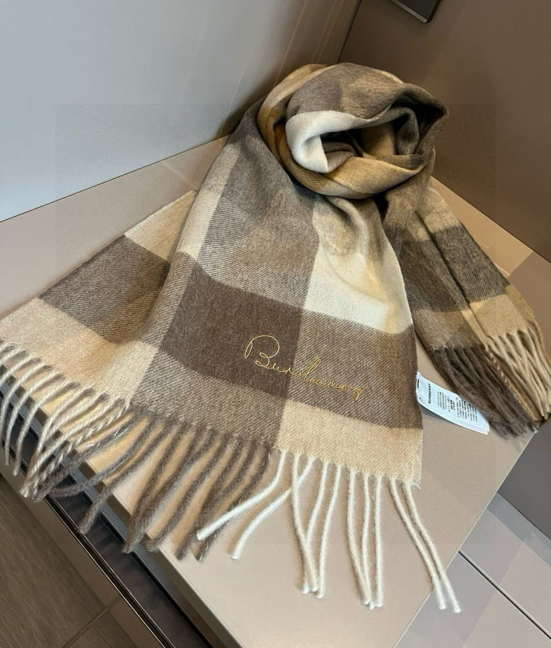 gold velvet minimalist Scarf for men - alternate angle view 4