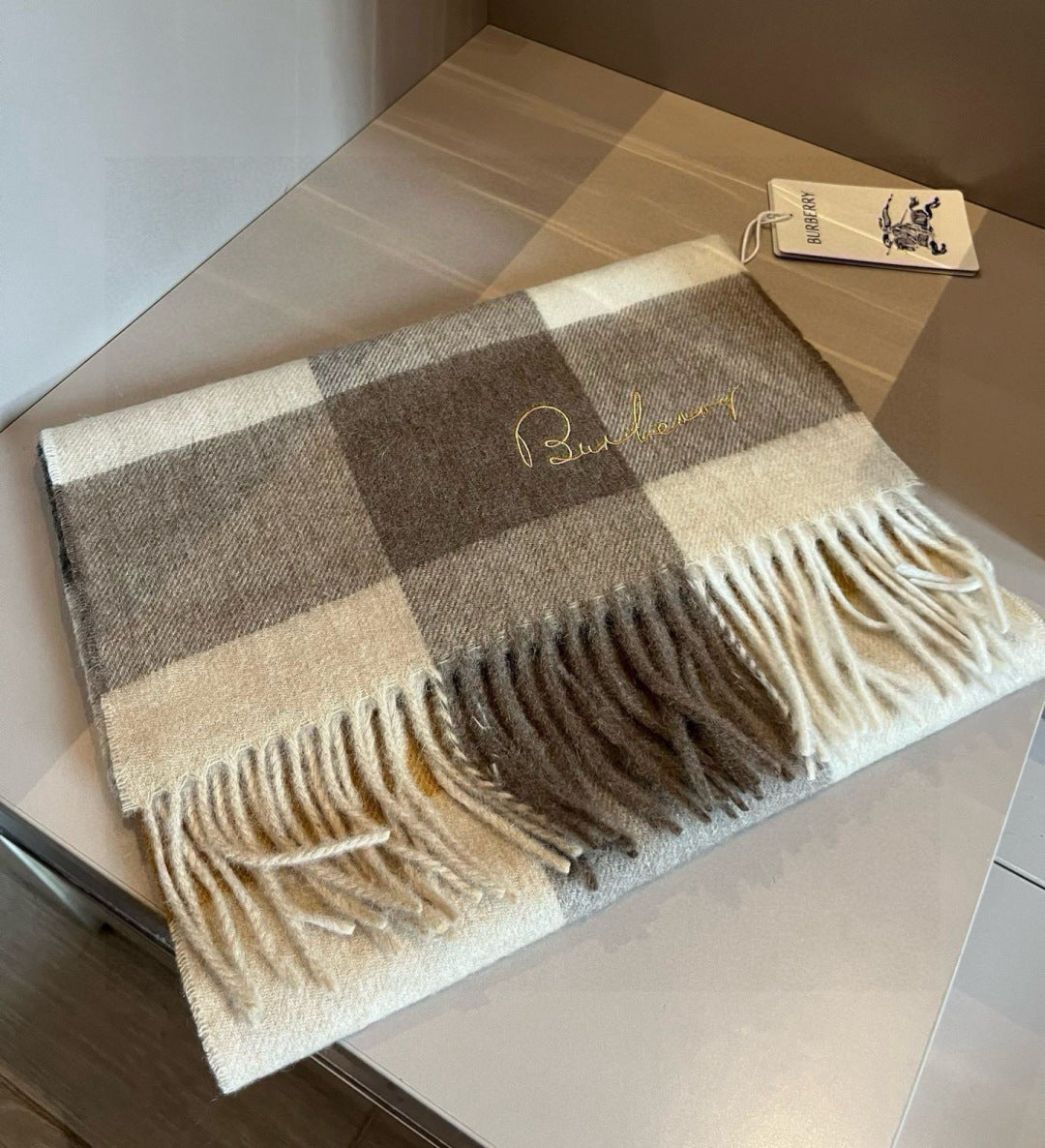 gold velvet minimalist Scarf for men - alternate angle view 5