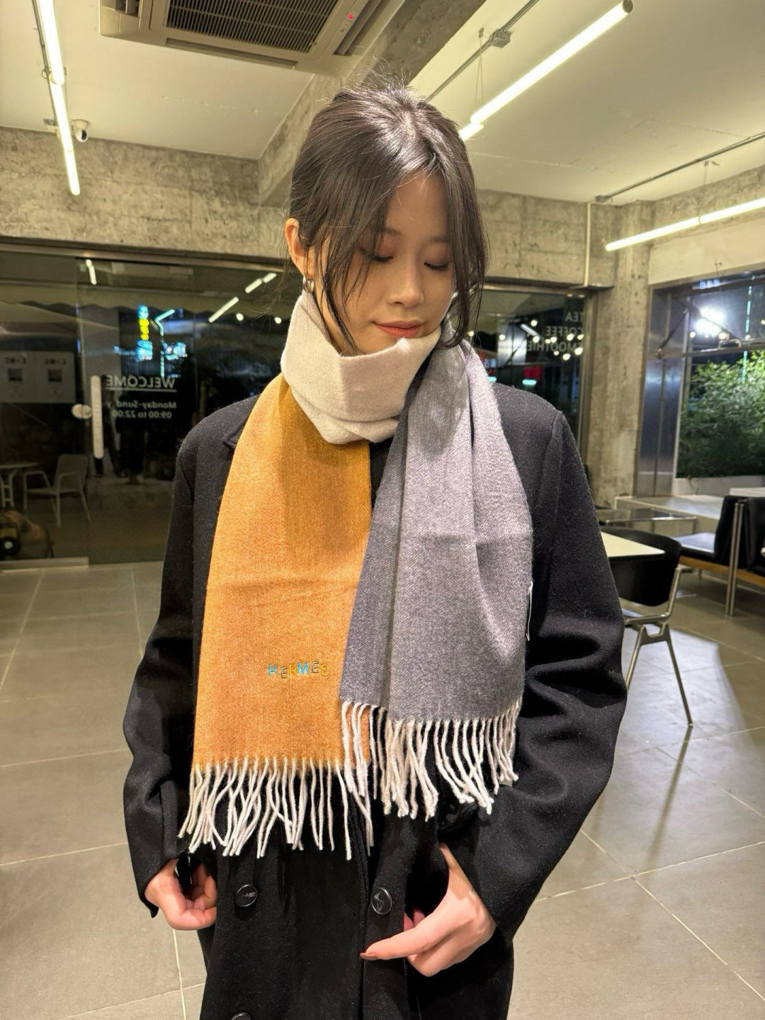multicolor minimalist Scarf for unisex couple - product detail view