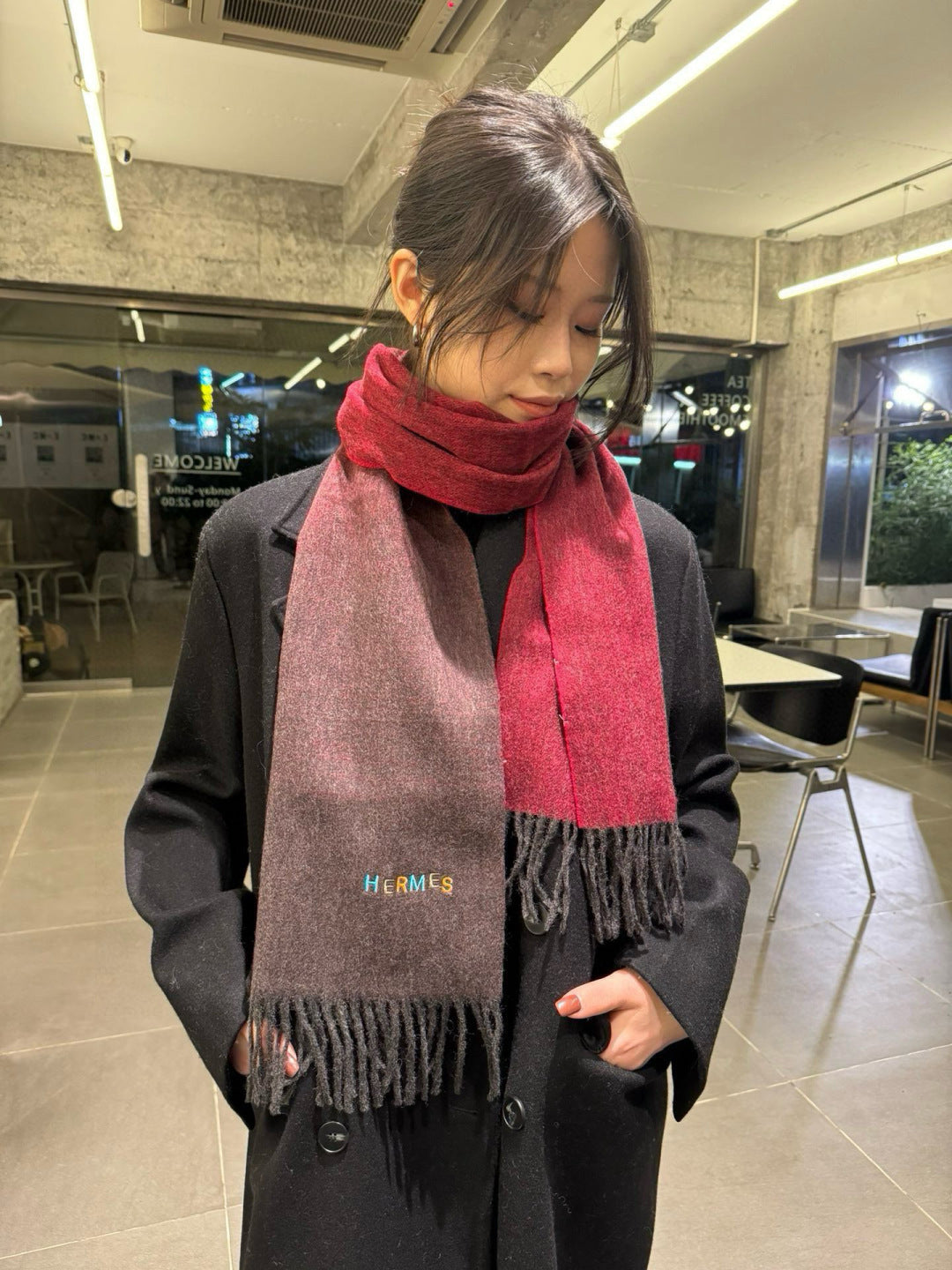 multicolor minimalist Scarf for unisex couple - product detail view