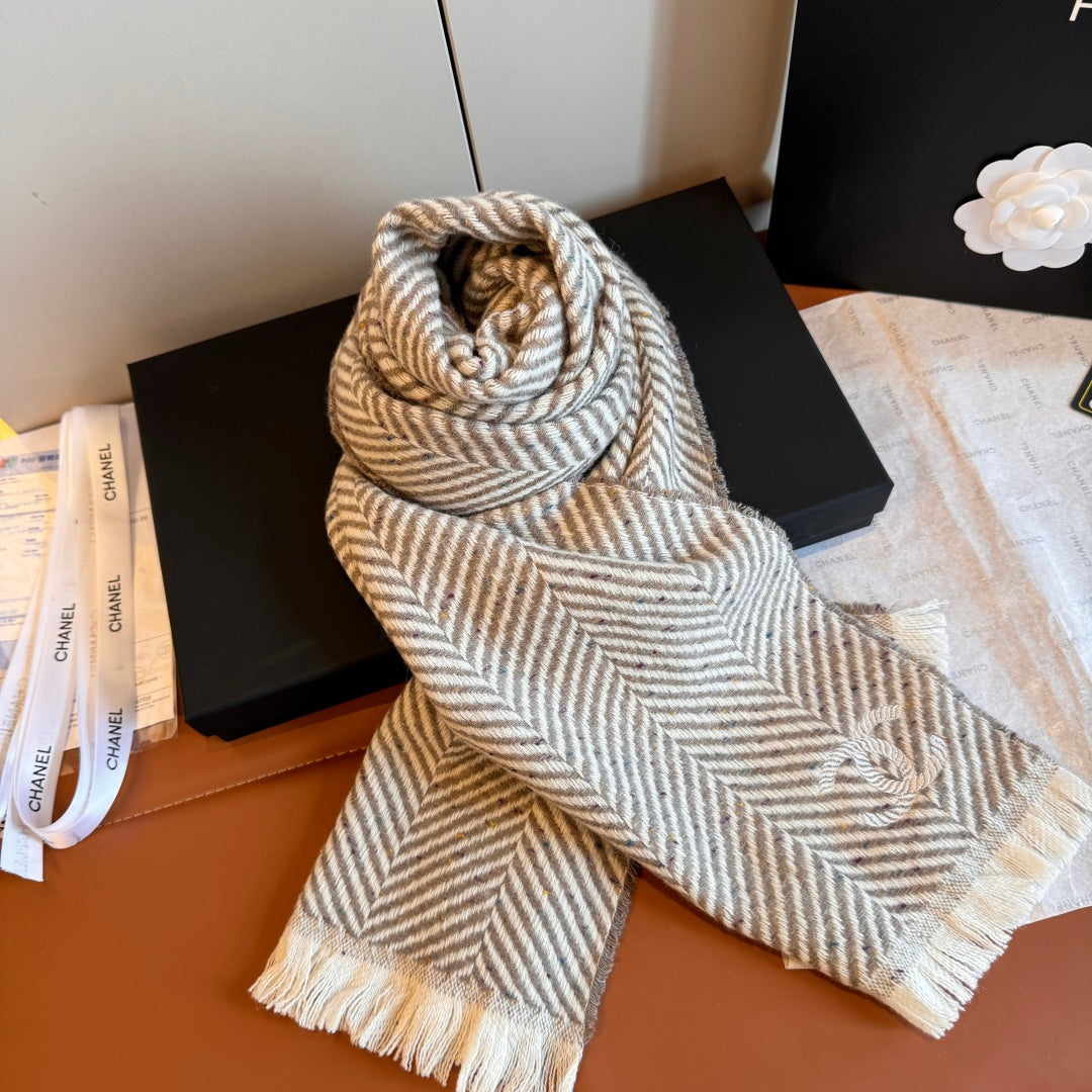 beige leather luxury Scarf for women - alternate angle view 6