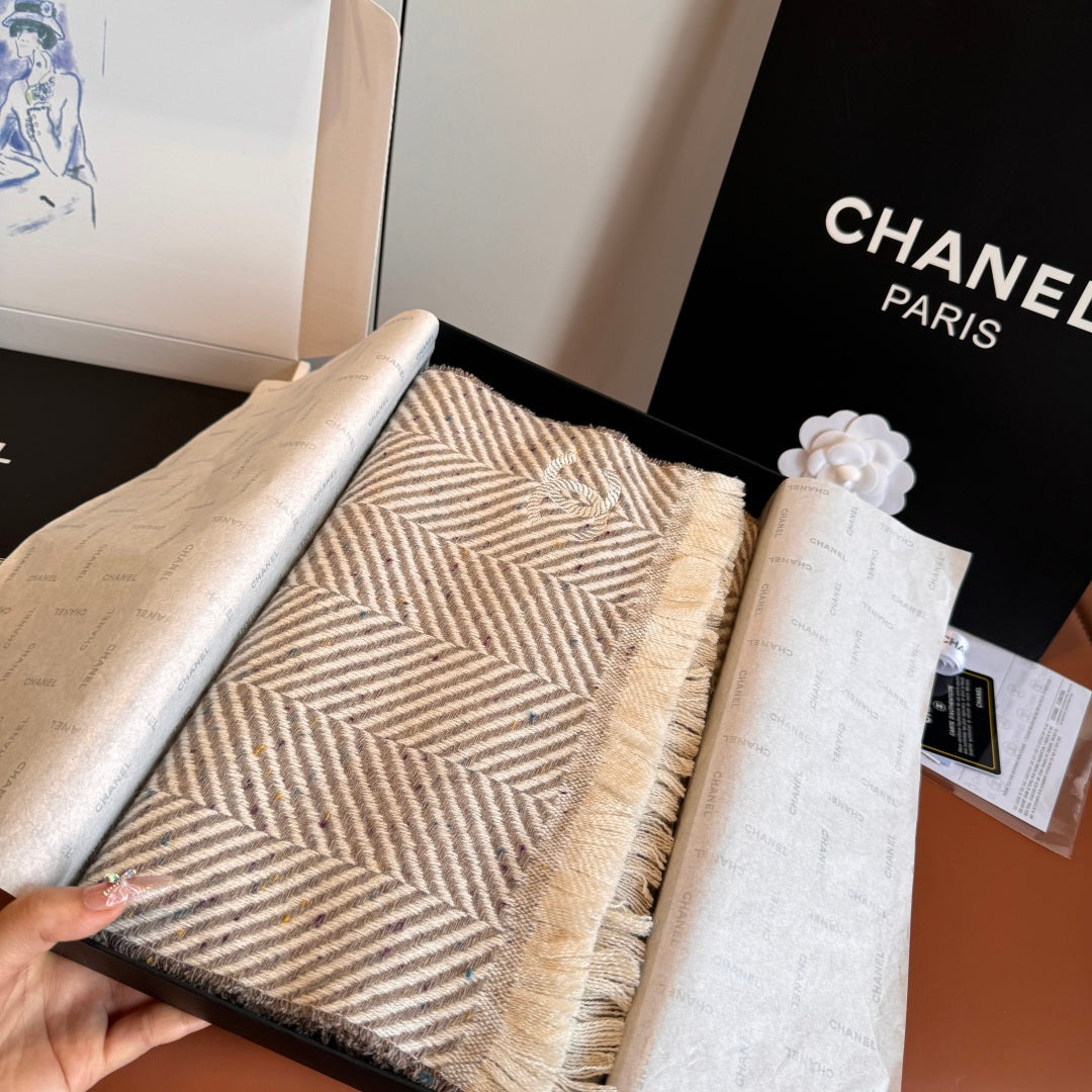 beige leather luxury Scarf for women - alternate angle view 5