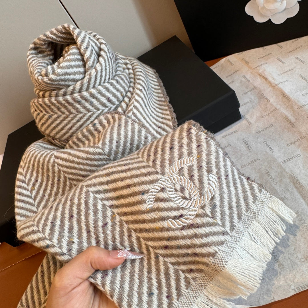 beige leather luxury Scarf for women - alternate angle view 7