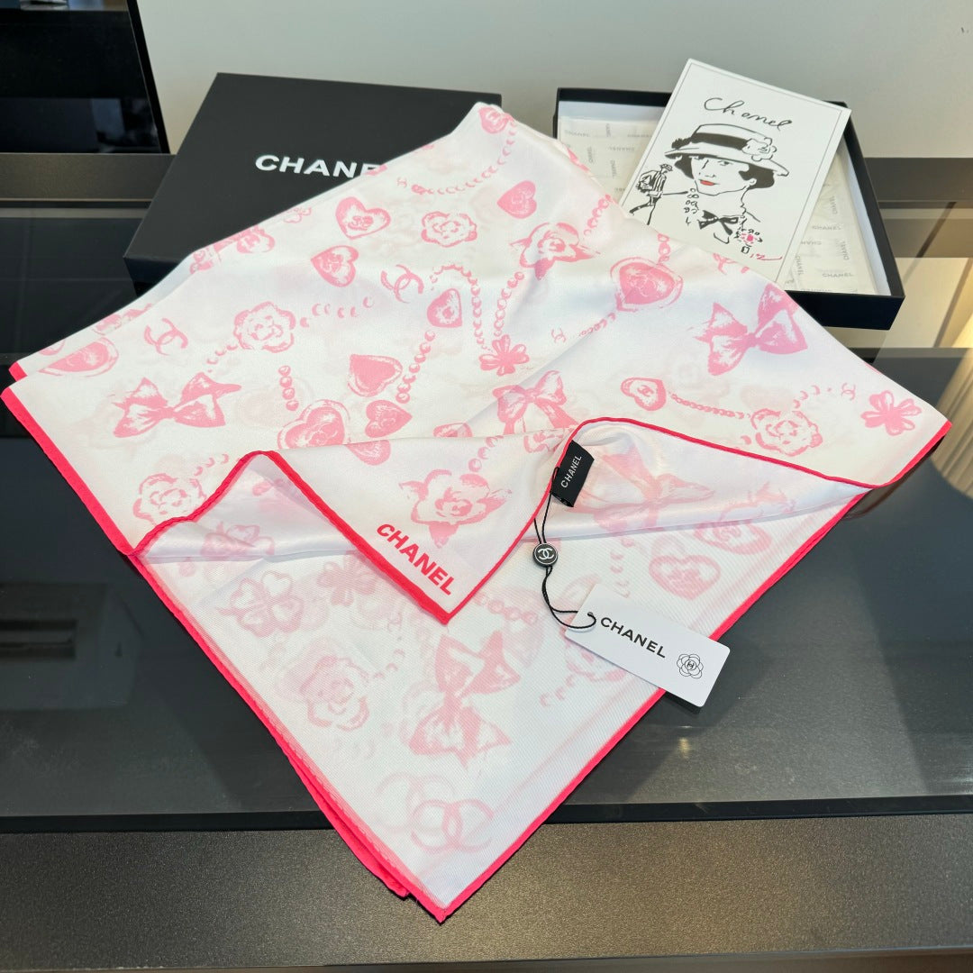 black and white heart Silk Scarf for women - alternate angle view 4