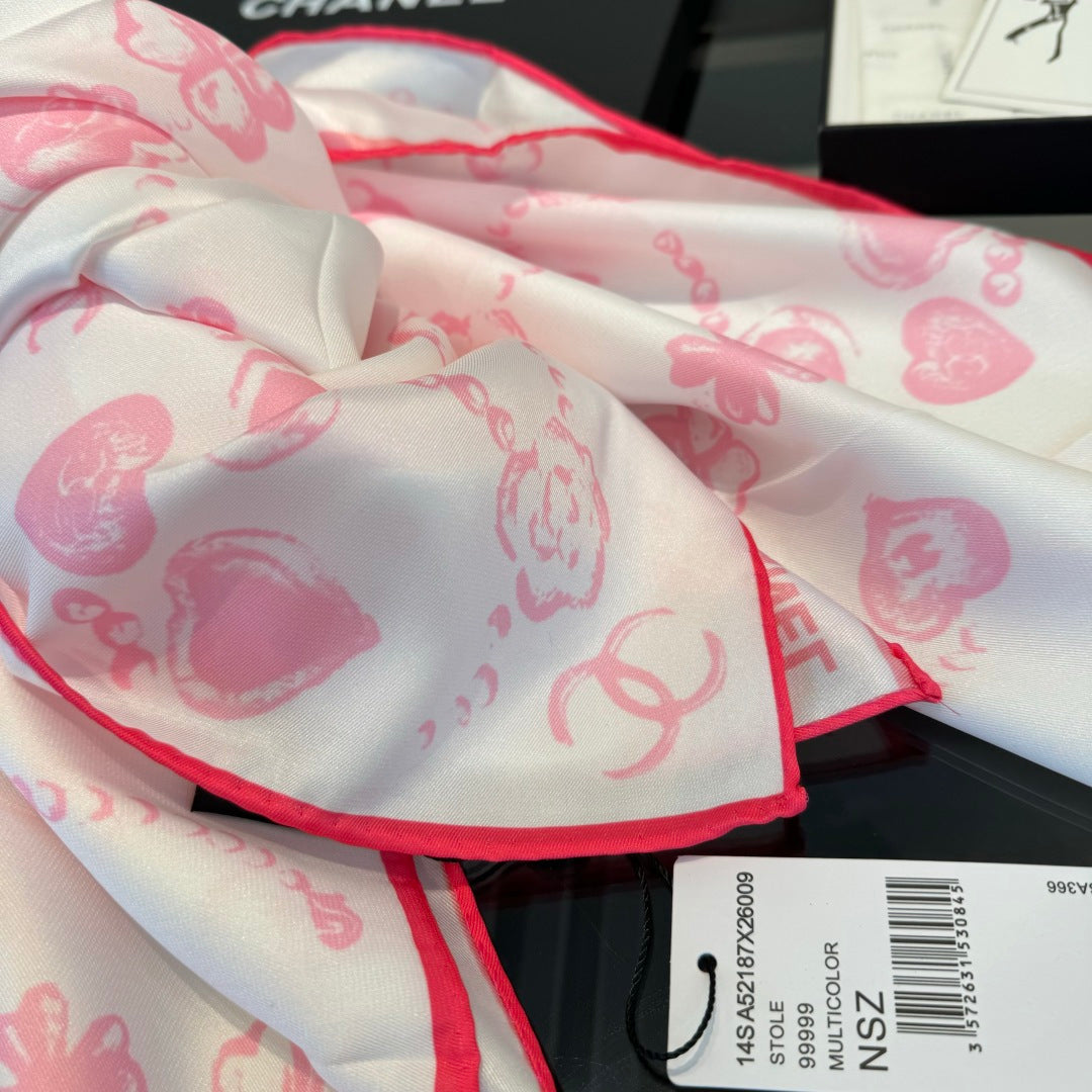 black and white heart Silk Scarf for women - alternate angle view 6