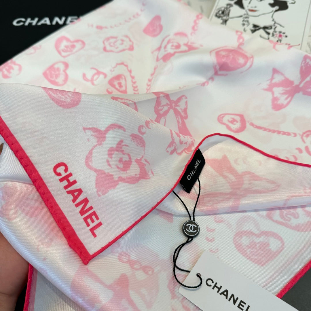 black and white heart Silk Scarf for women - alternate angle view 8