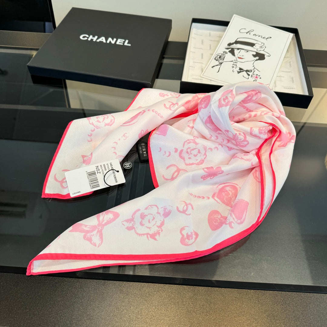 black and white heart Silk Scarf for women - alternate angle view 5