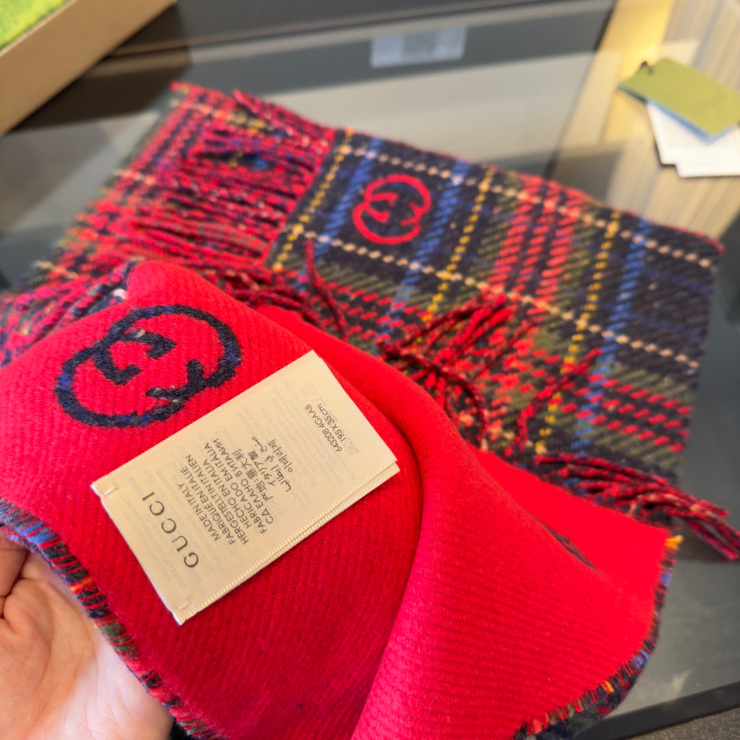 red wool floral Scarf for women - alternate angle view 5