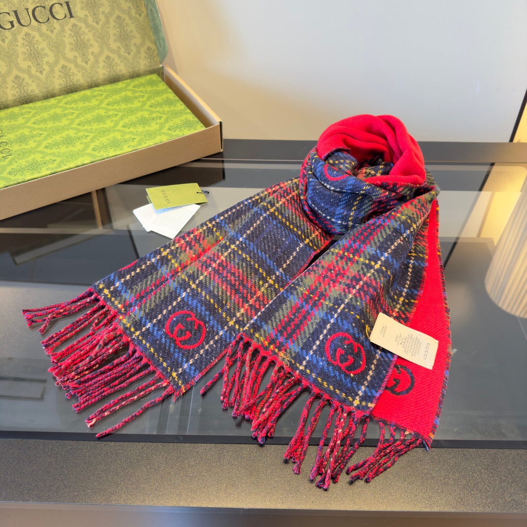 red wool floral Scarf for women - alternate angle view 8