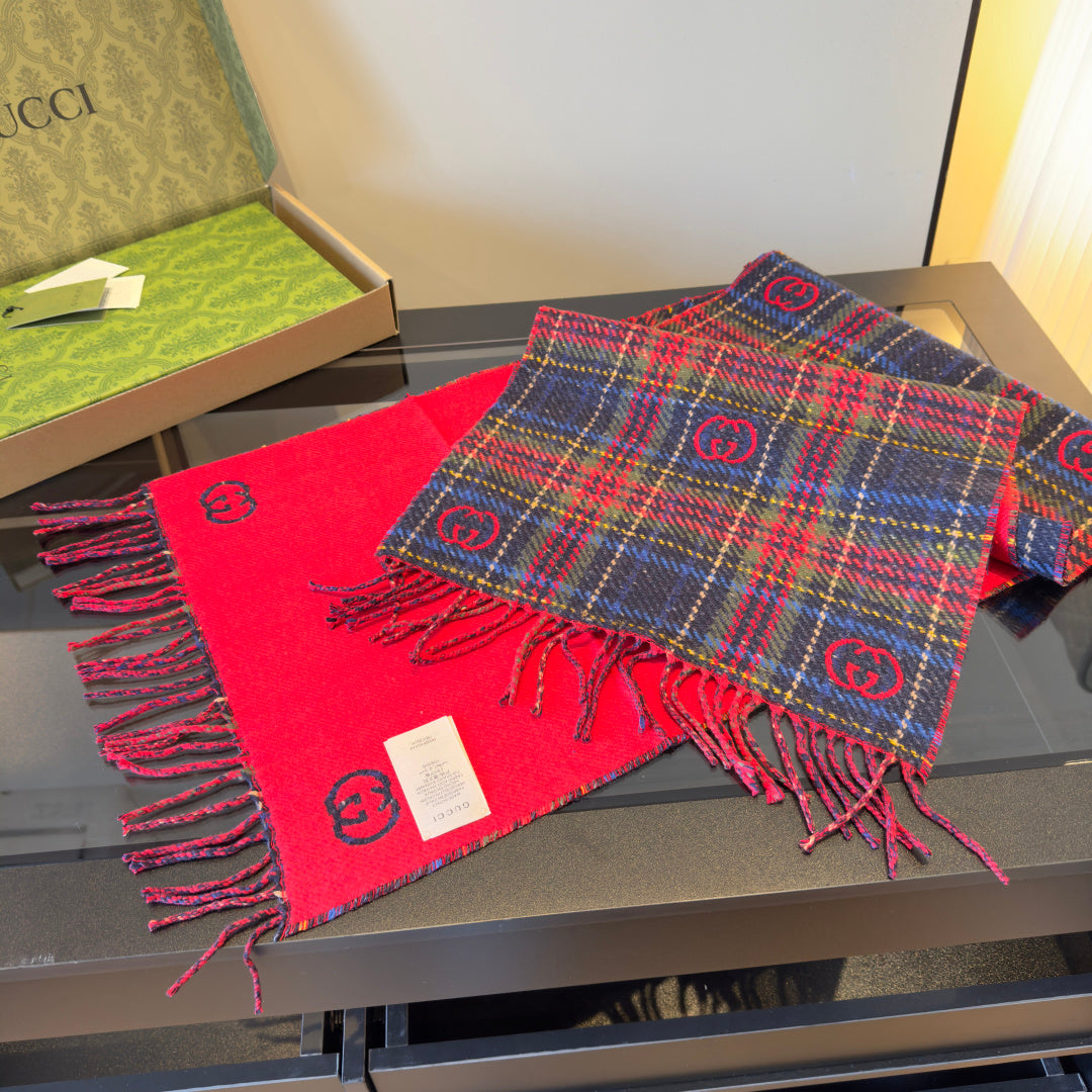 red wool floral Scarf for women - alternate angle view 7