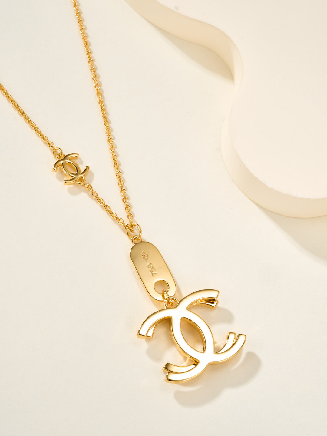 gold crystal double c Necklace for women - alternate angle view 8