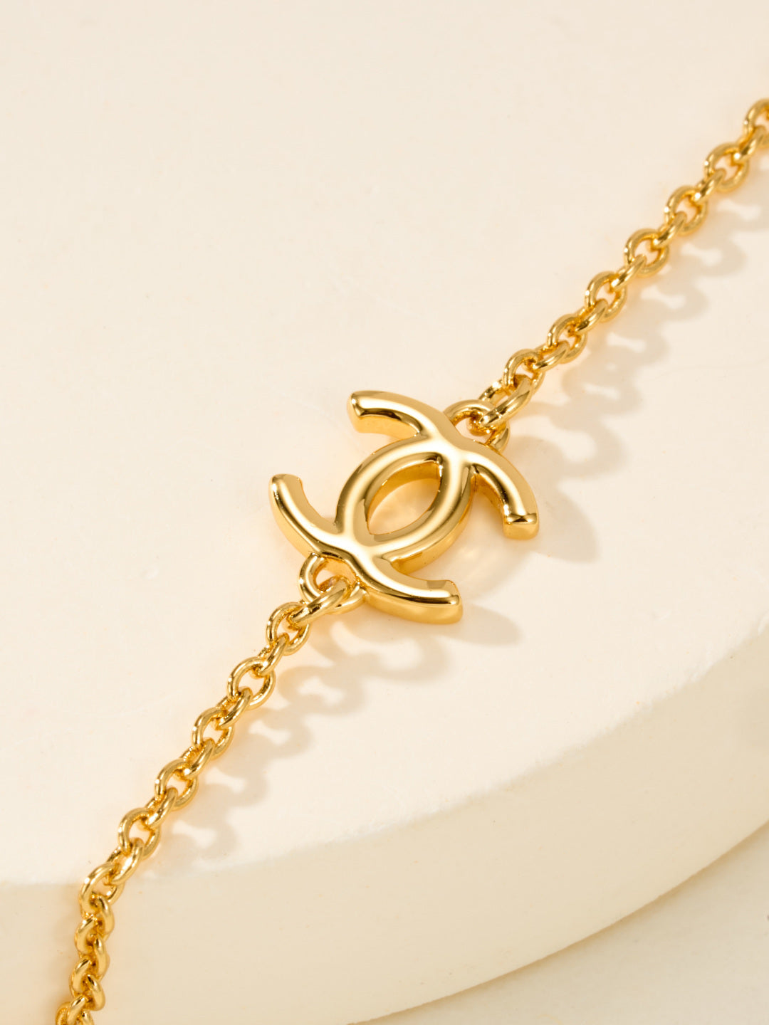 gold crystal double c Necklace for women - alternate angle view 10