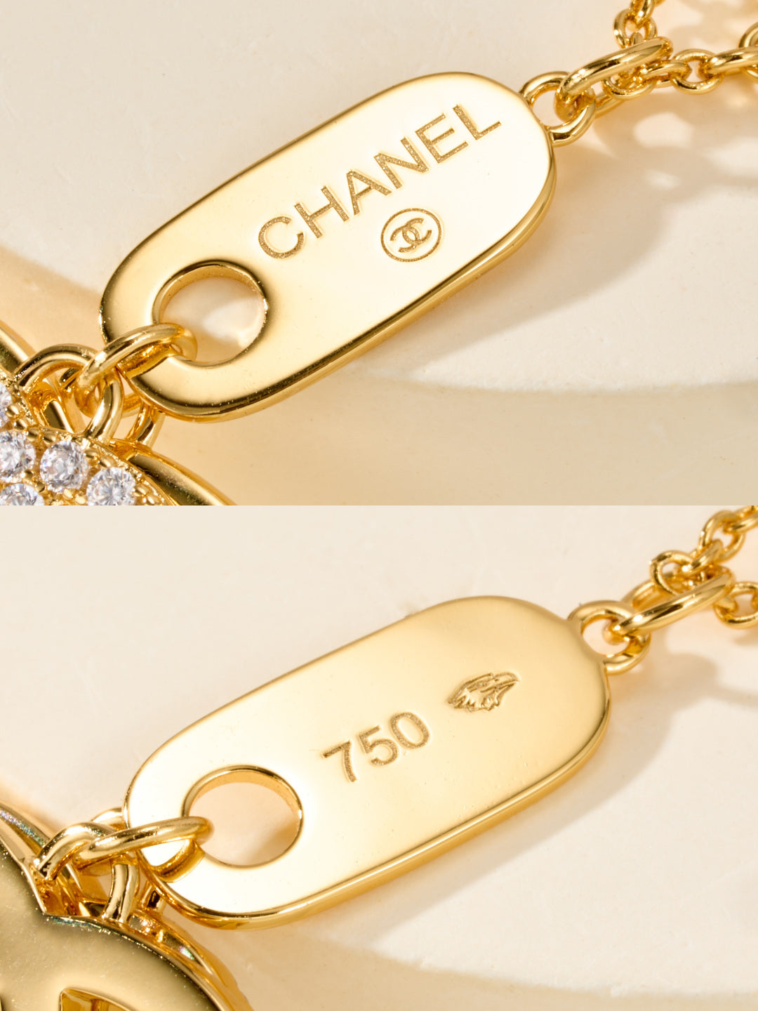 gold crystal double c Necklace for women - alternate angle view 12