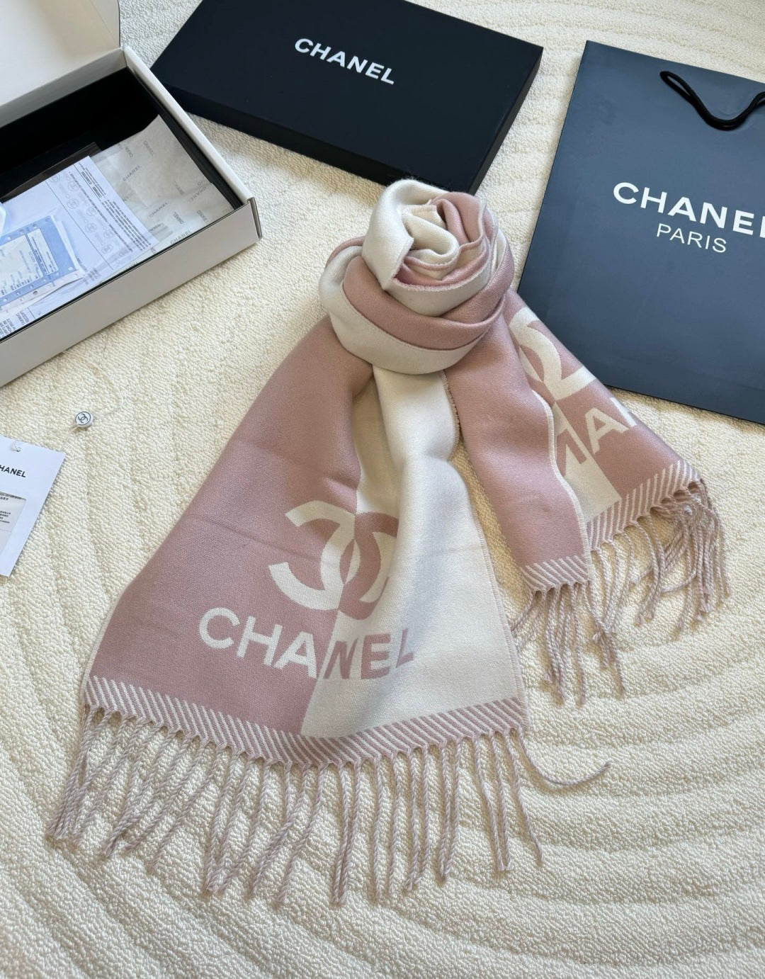 pink wool floral Scarf for men - alternate angle view 6