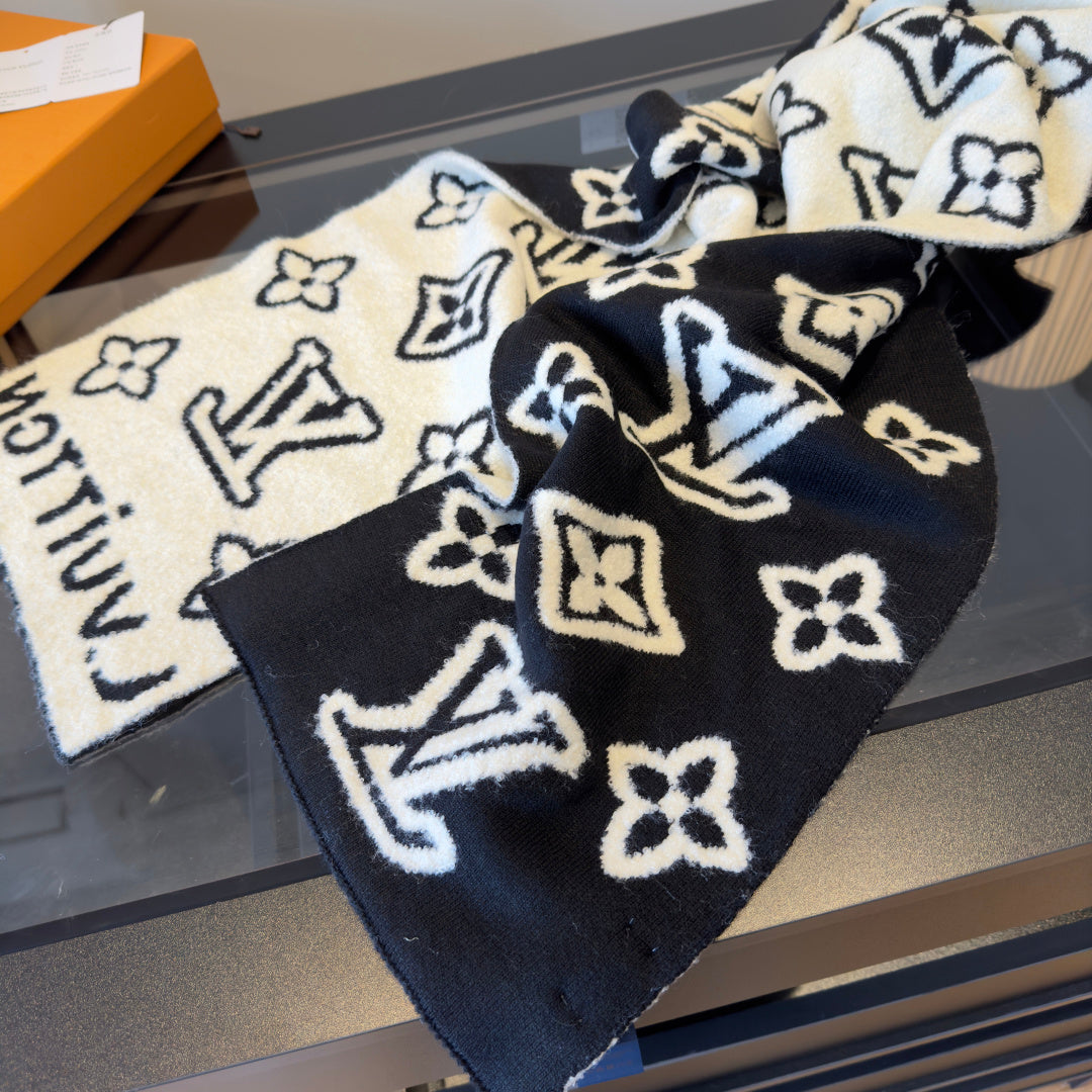 black and white velvet trendy Scarf for women - alternate angle view 6