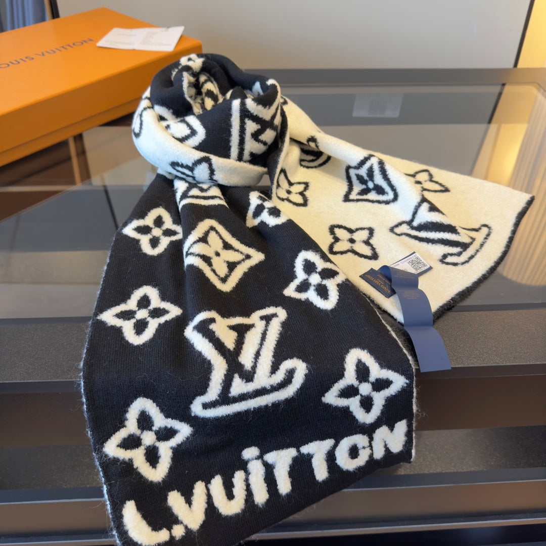 black and white velvet trendy Scarf for women - alternate angle view 7