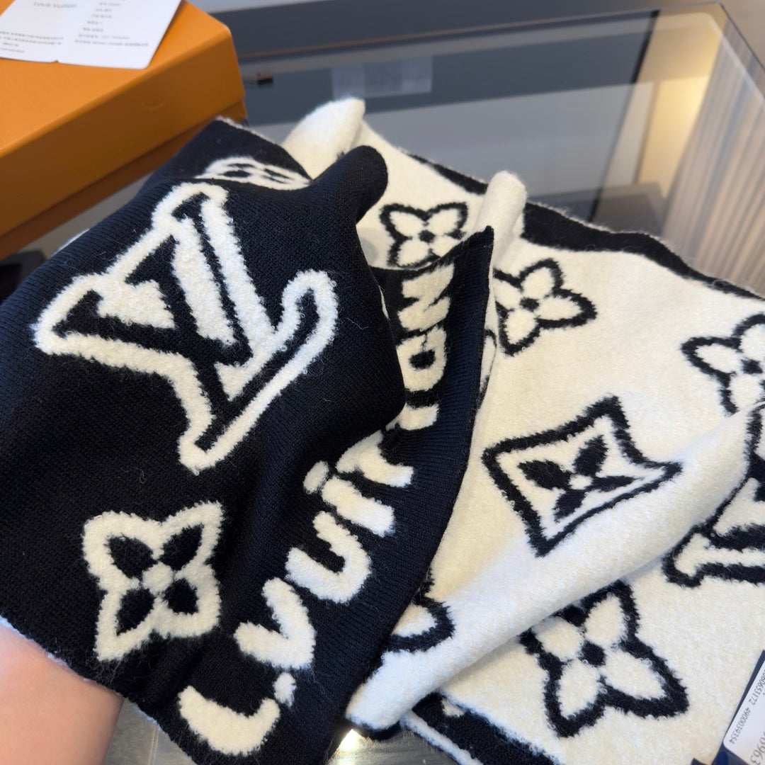 black and white velvet trendy Scarf for women - alternate angle view 5