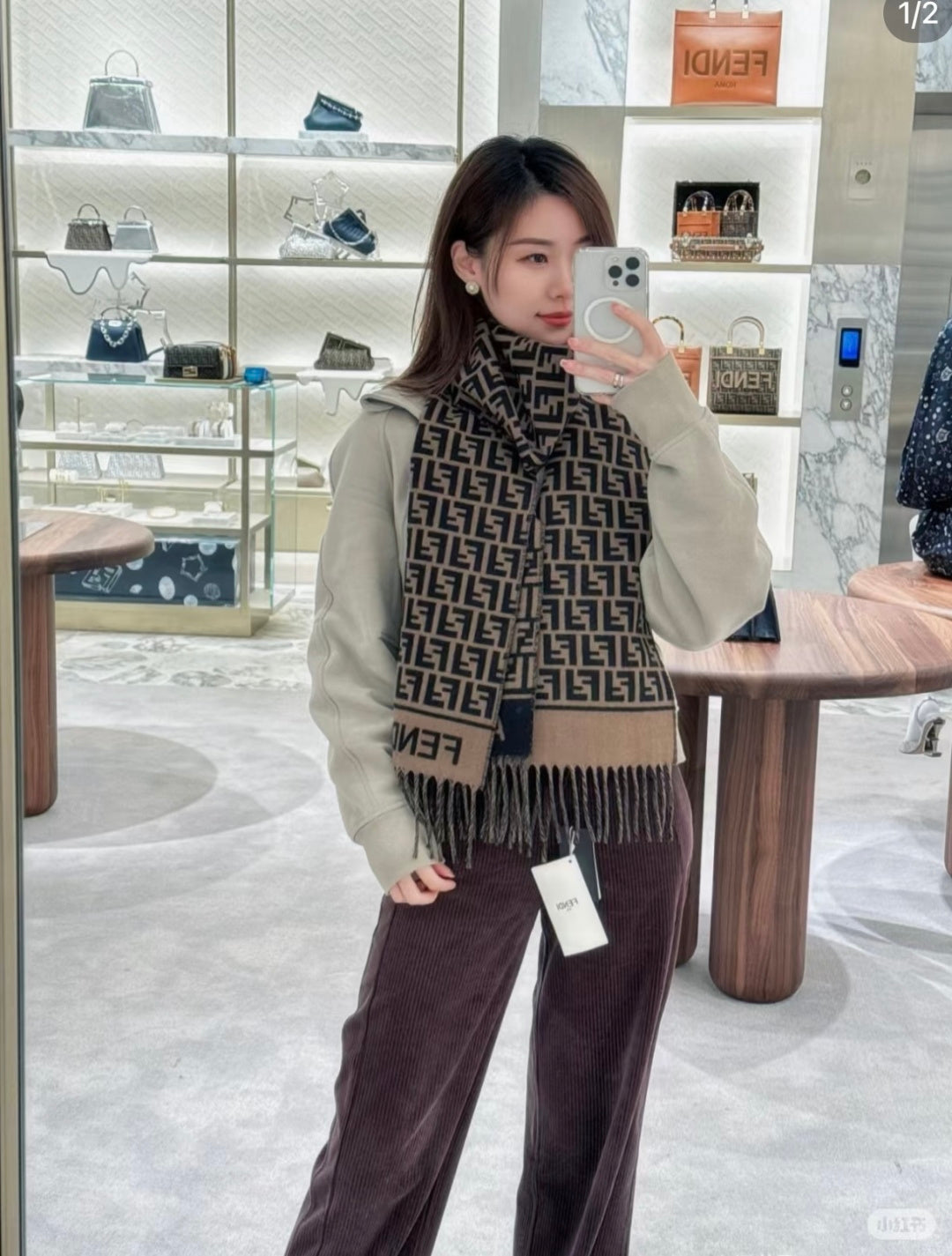velvet letter Scarf for women - alternate angle view 2