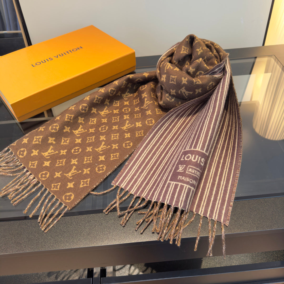 beige velvet tassel Scarf for women - product detail view