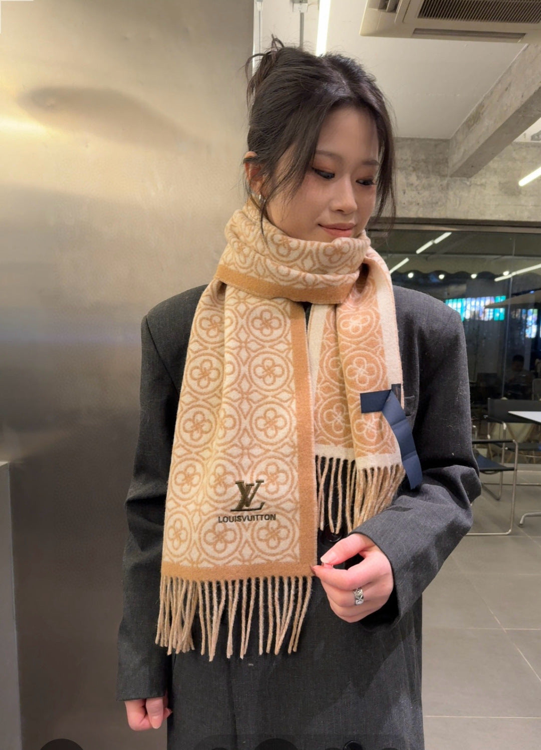 velvet floral Scarf for women - product detail view
