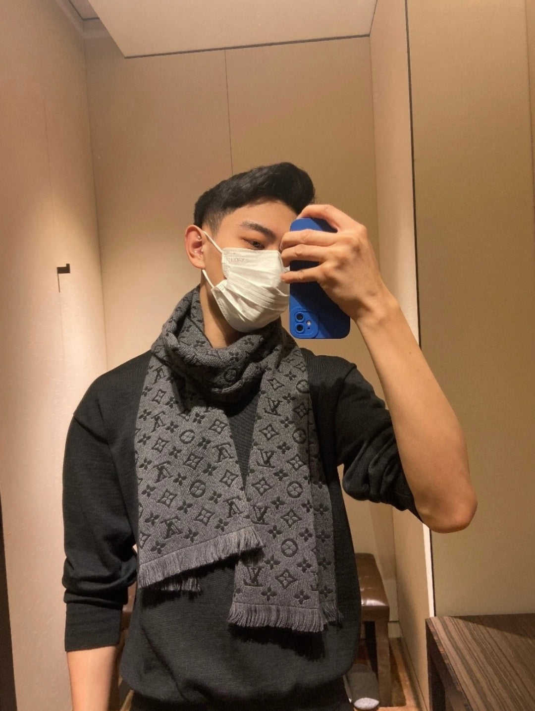 wool floral Scarf for men - product detail view