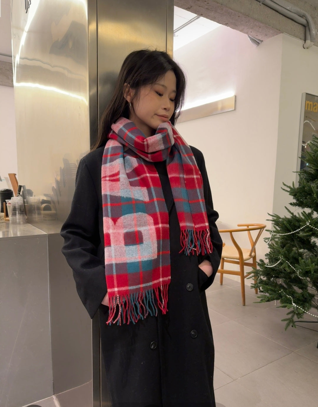 white velvet letter Shawl for women - product detail view