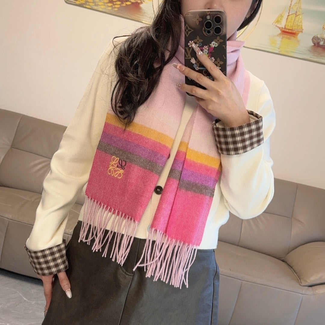rainbow velvet elegant Scarf for women - product detail view