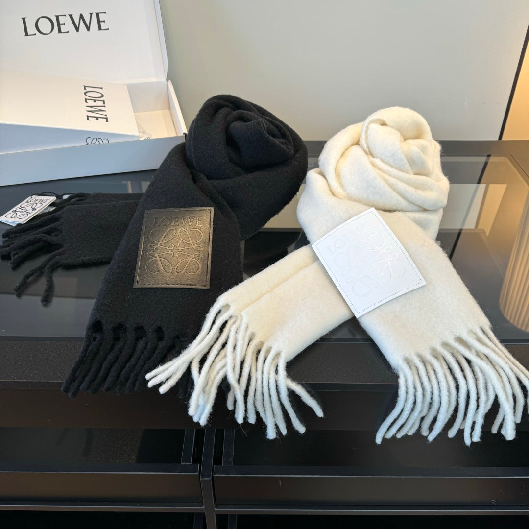 red genuine leather tassel Scarf for women - alternate angle view 6