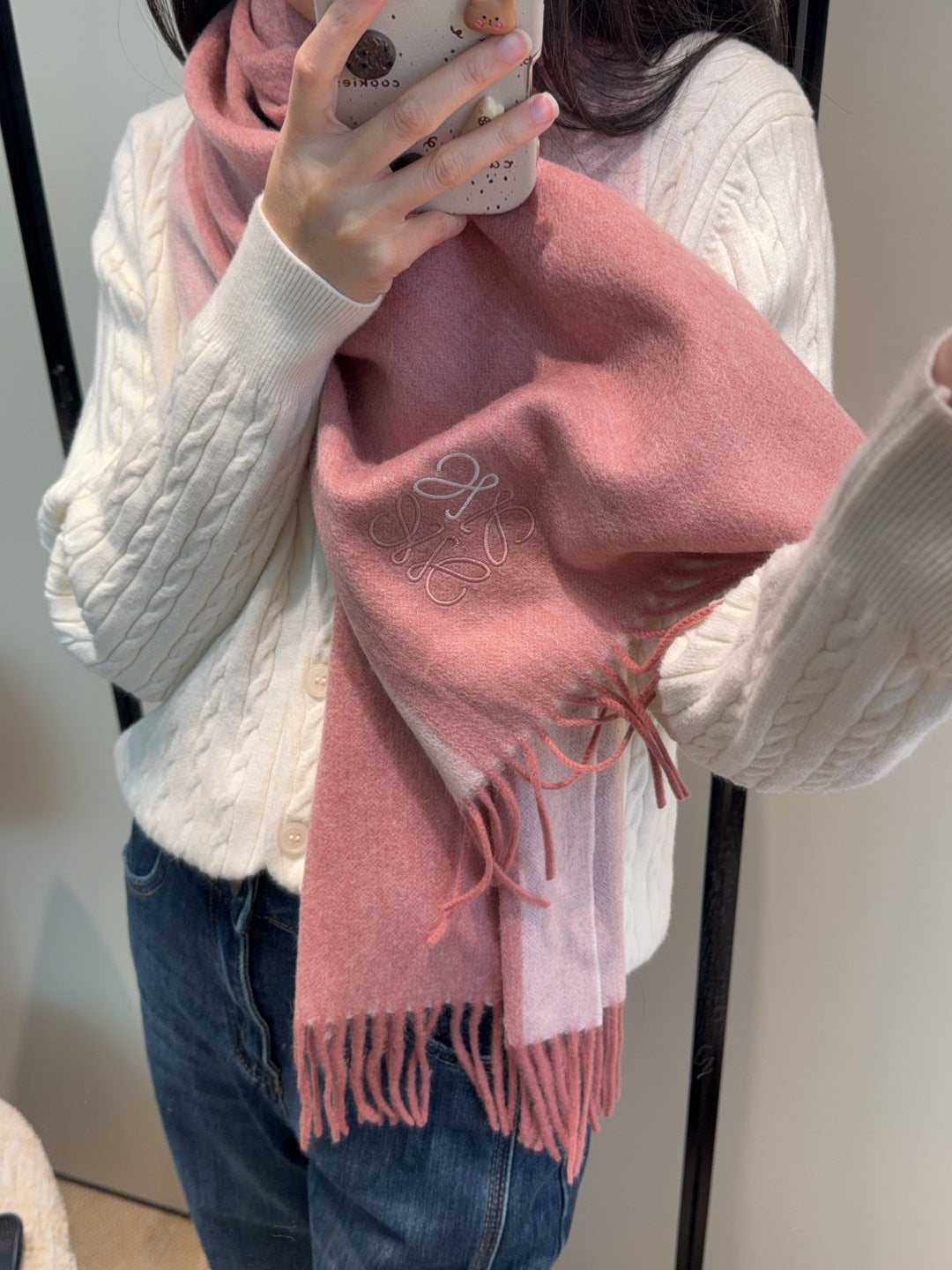 contrast color edgy Scarf for unisex couple - alternate angle view 2
