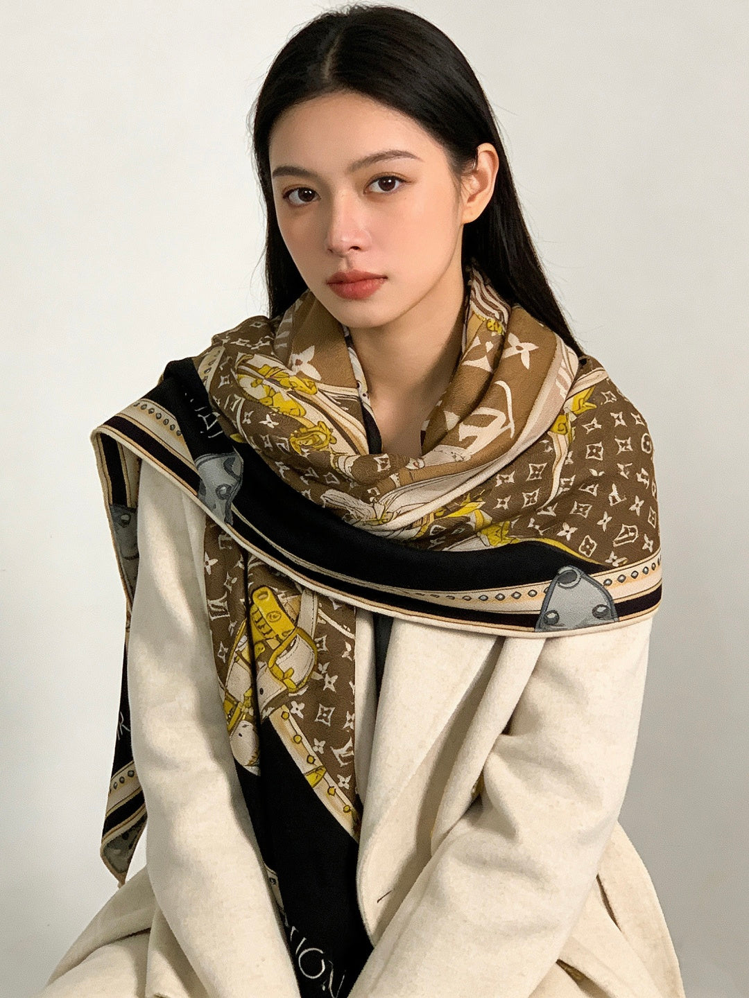 beige velvet fashion accessory for women - product detail view