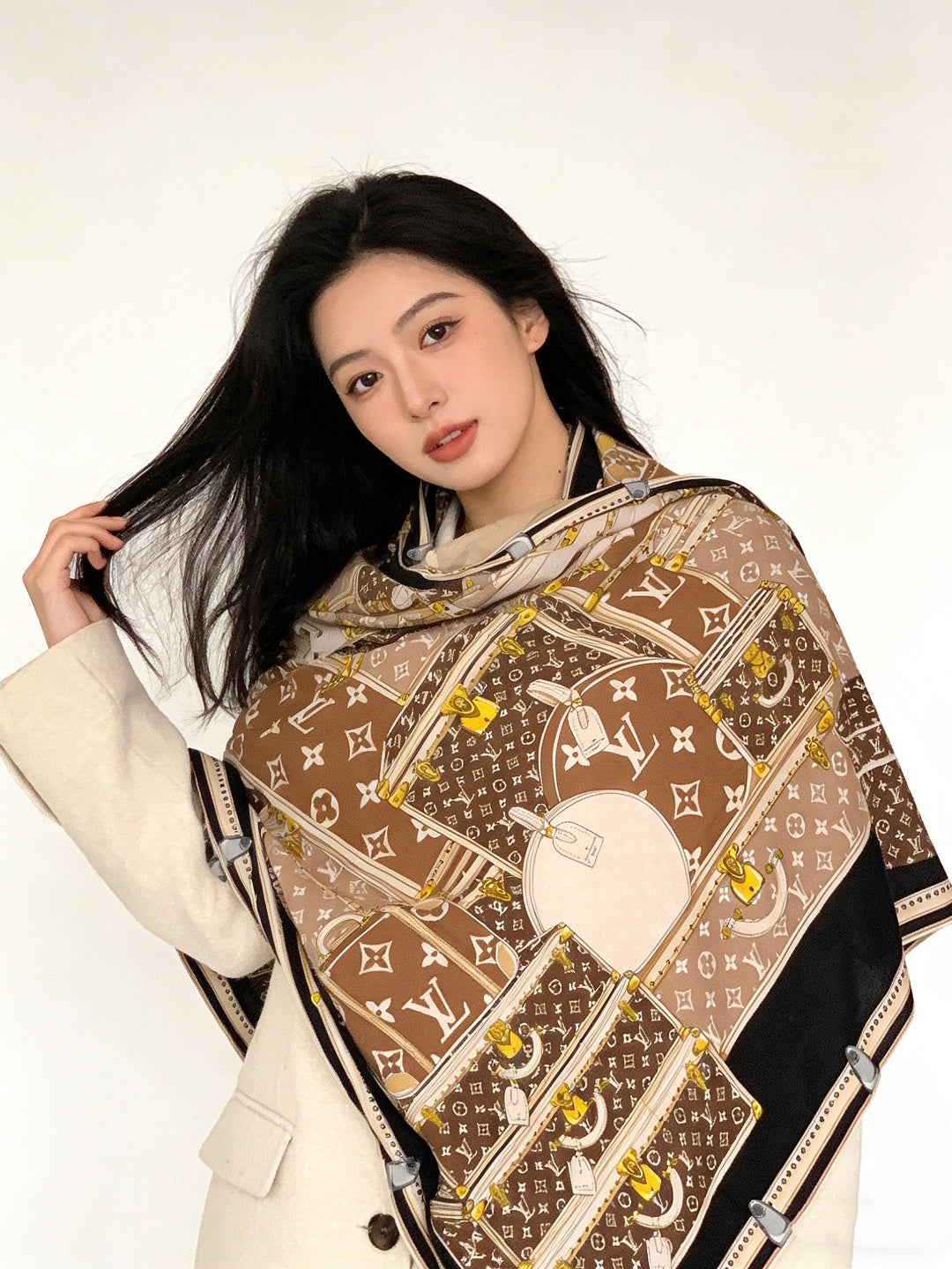 beige velvet fashion accessory for women - alternate angle view 2