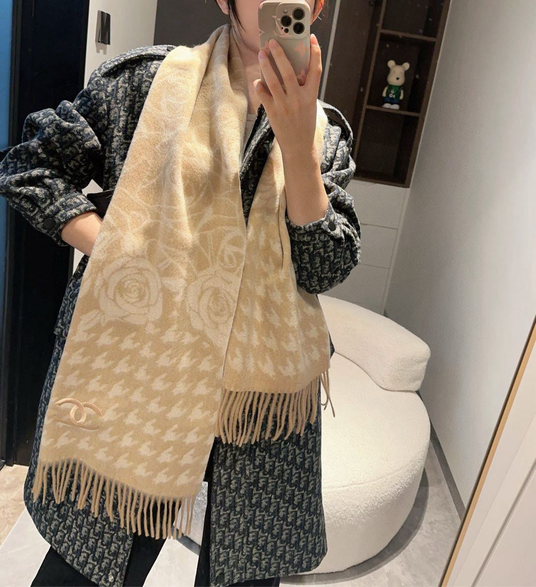 velvet elegant Scarf for women - product detail view