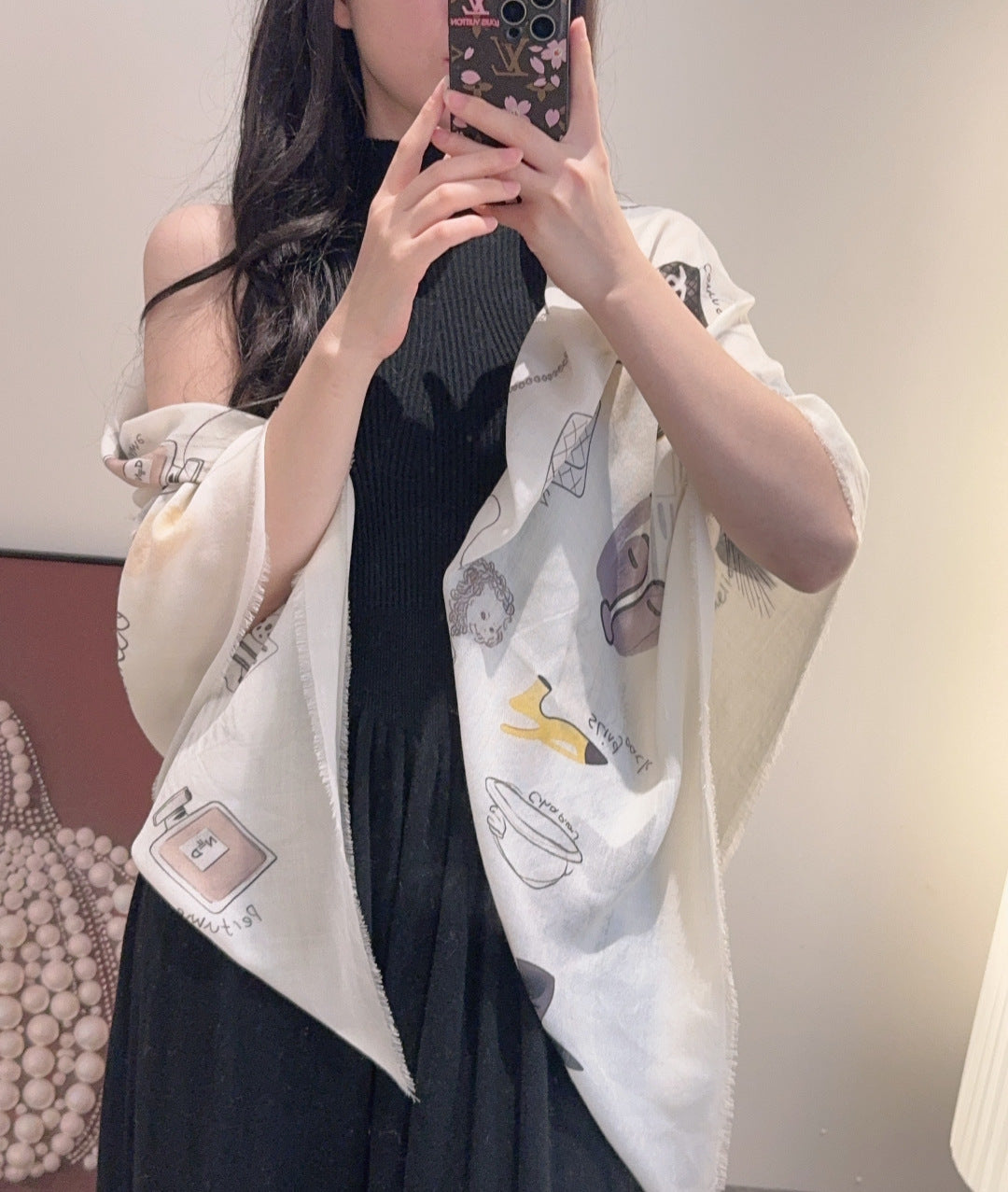 velvet elegant Scarf for women - alternate angle view 2
