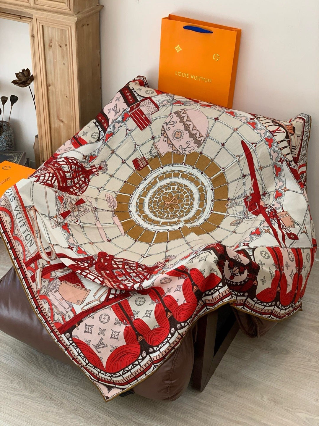 beige velvet floral Shawl for women - alternate angle view 7