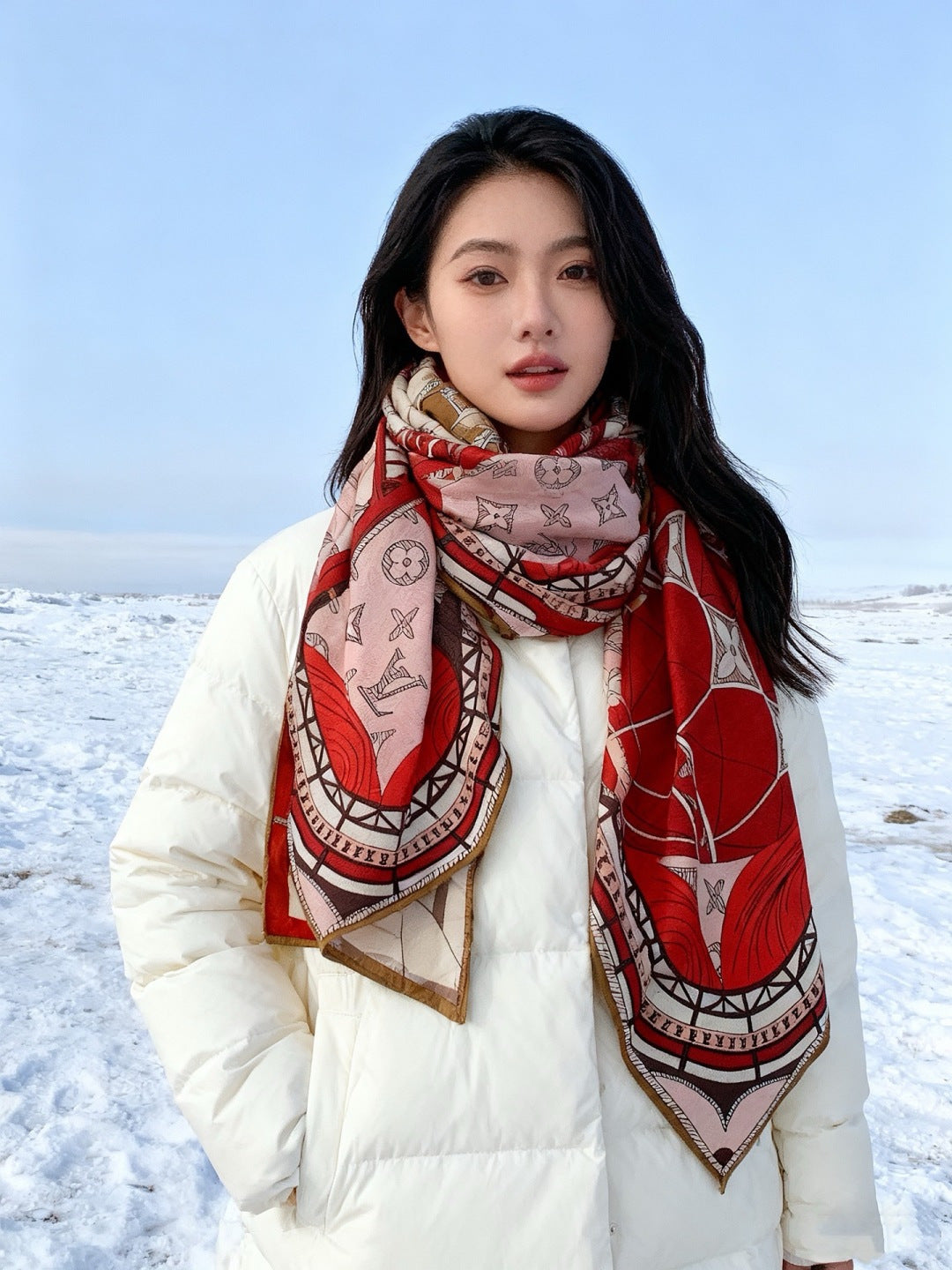 beige velvet floral Shawl for women - product detail view