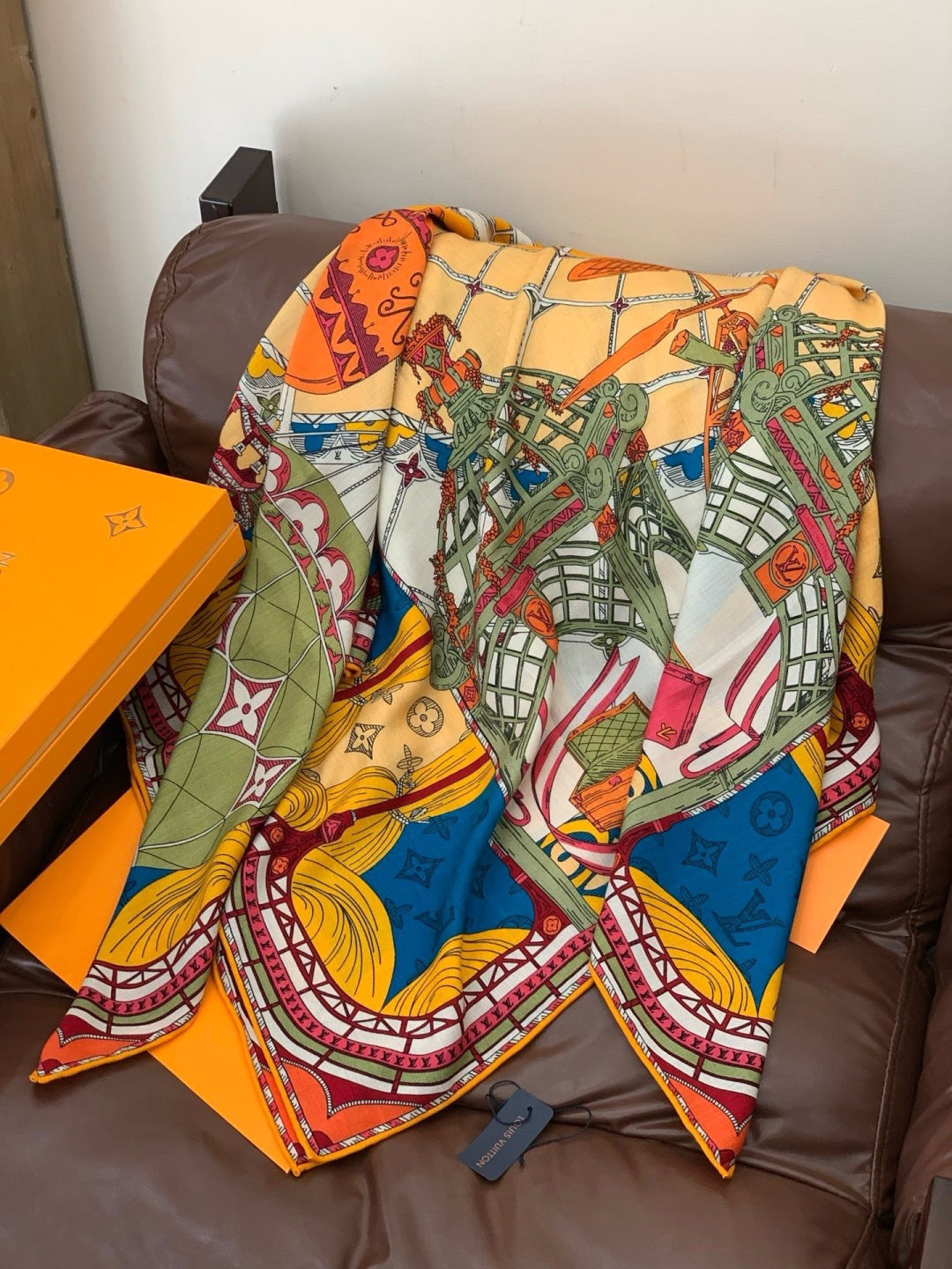 beige velvet floral Shawl for women - alternate angle view 4