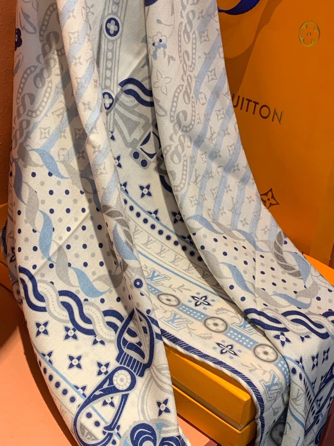 beige velvet floral Shawl for women - alternate angle view 6