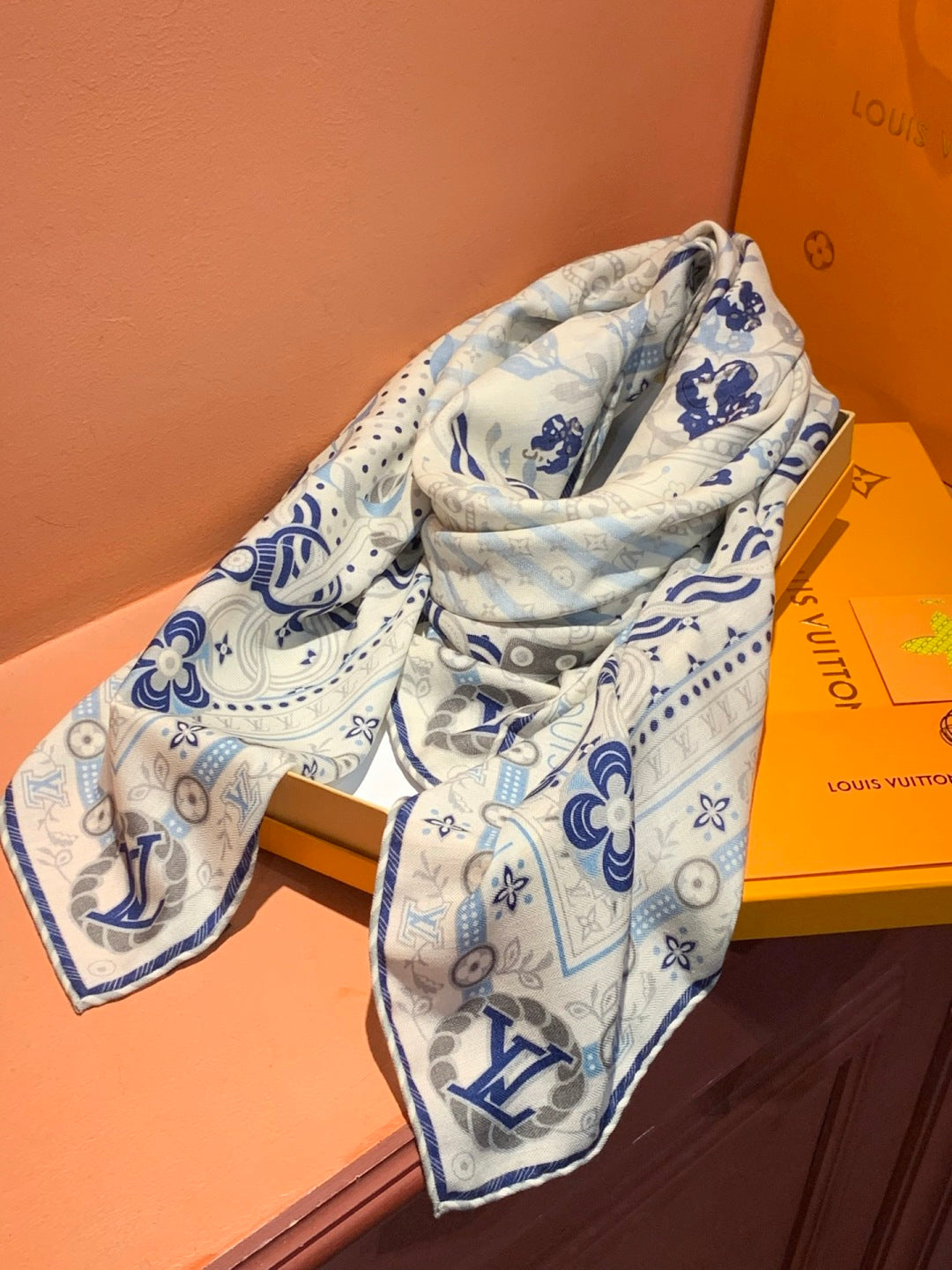 beige velvet floral Shawl for women - alternate angle view 4