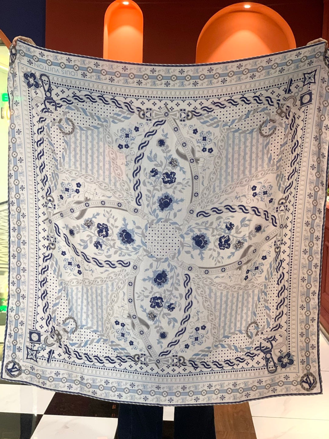 beige velvet floral Shawl for women - alternate angle view 8