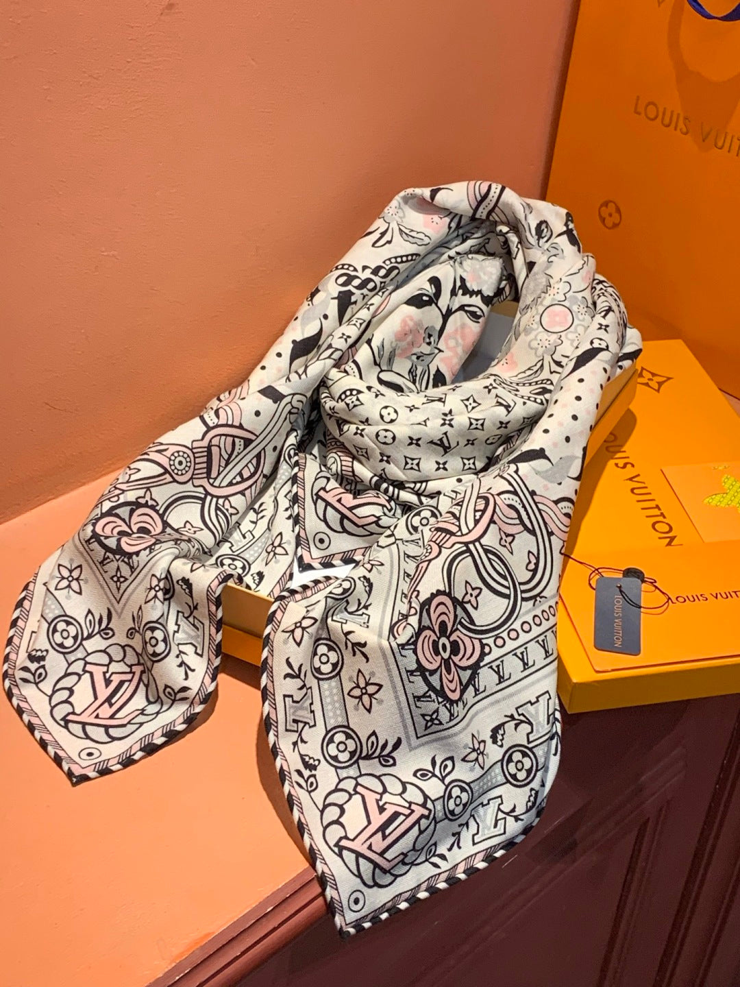 beige velvet floral Shawl for women - alternate angle view 4