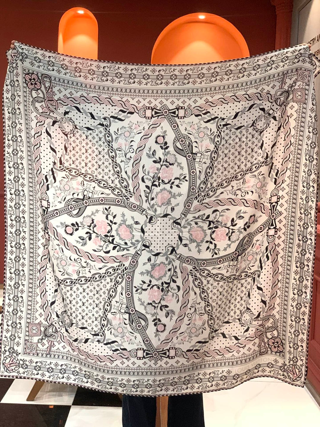 beige velvet floral Shawl for women - alternate angle view 8