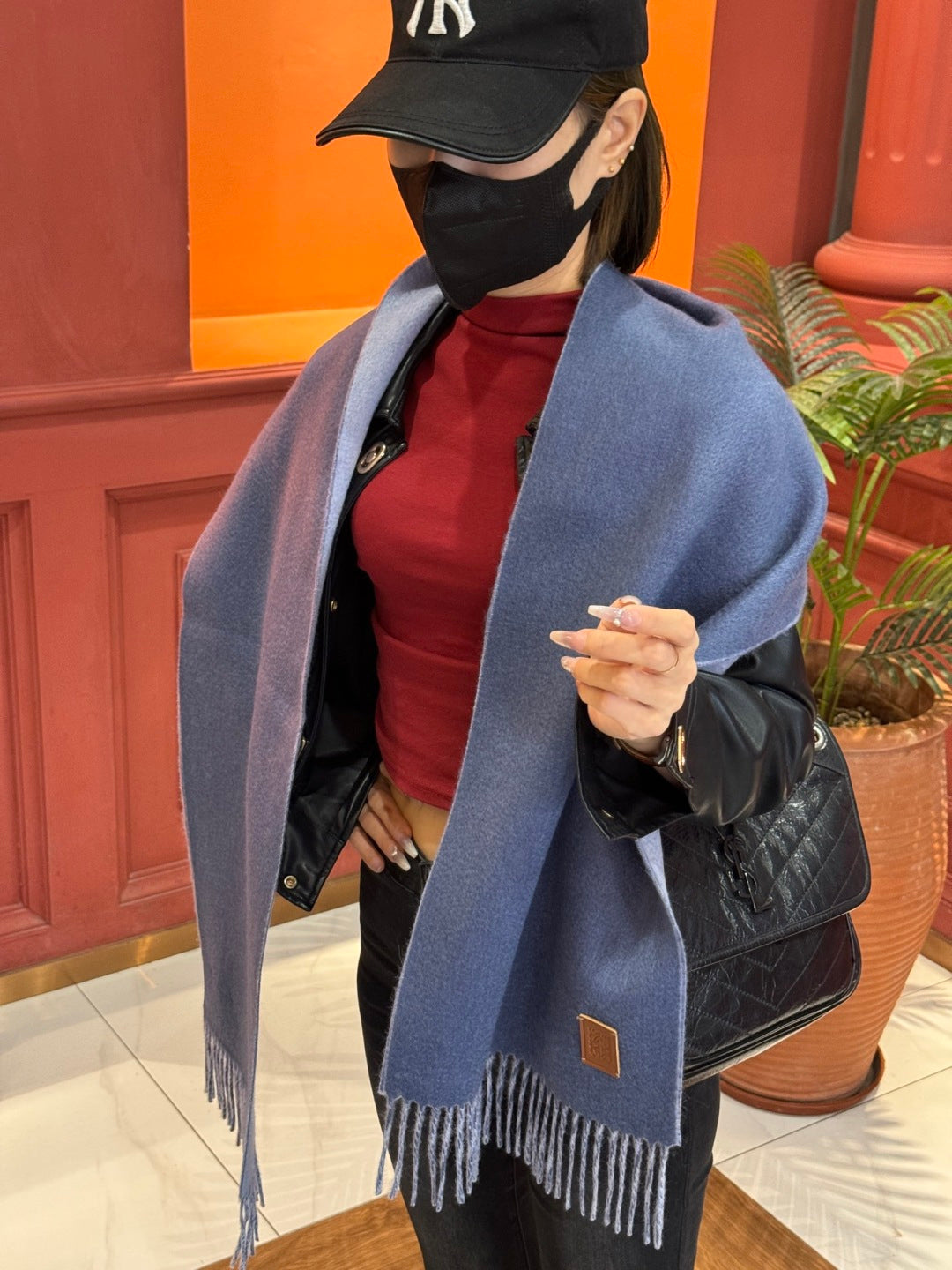 contrast color edgy Scarf for unisex couple - product detail view