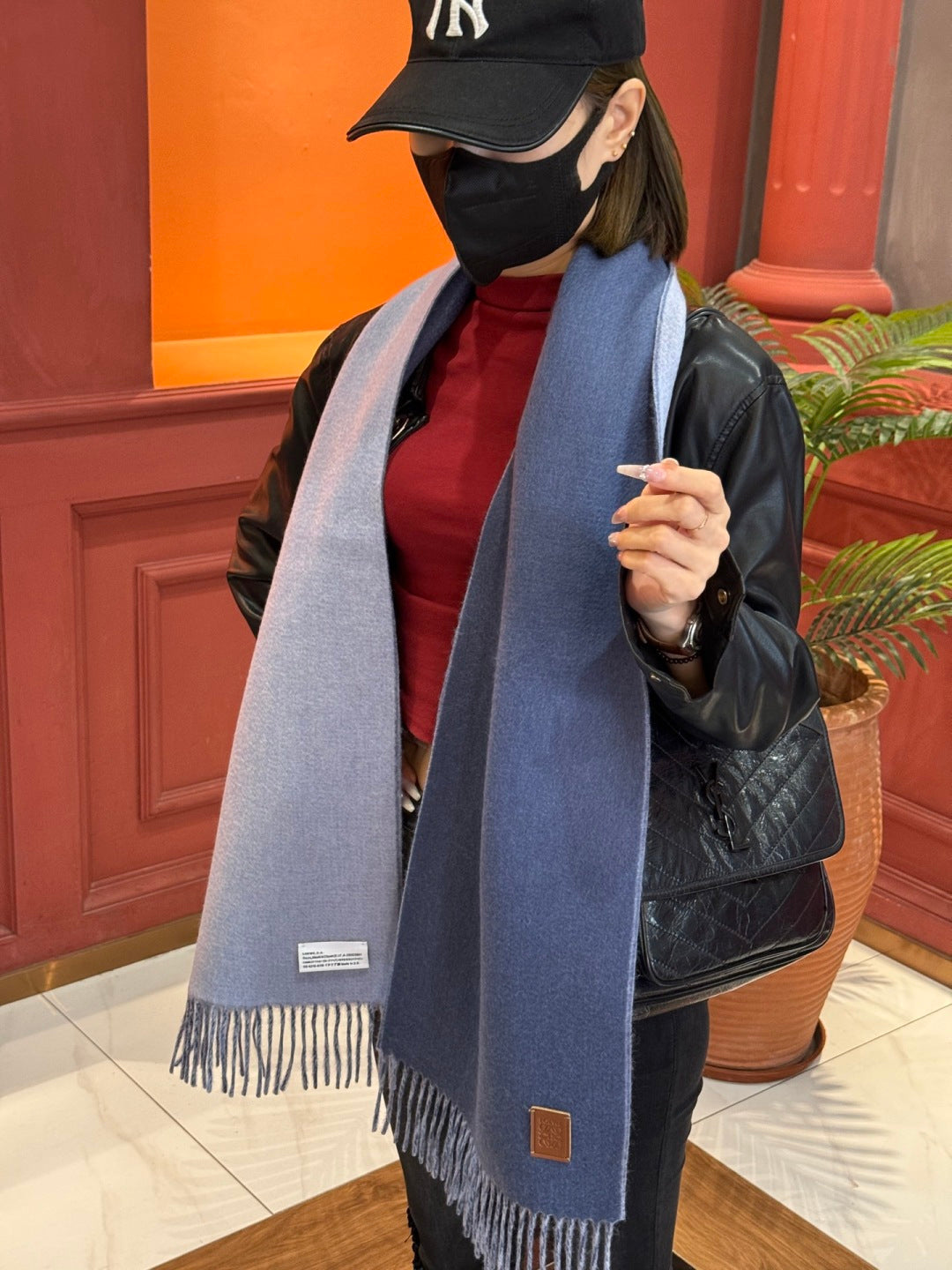 contrast color edgy Scarf for unisex couple - alternate angle view 2