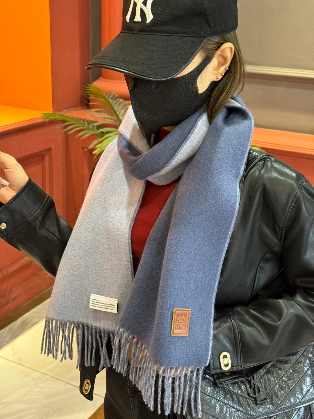 contrast color edgy Scarf for unisex couple - alternate angle view 3