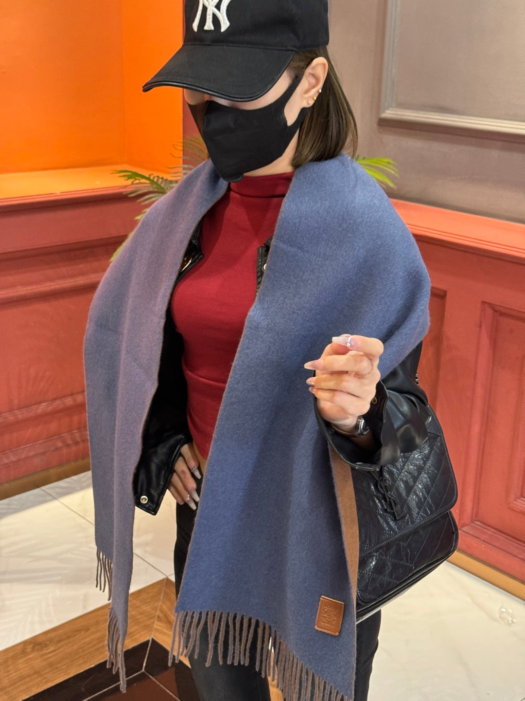 contrast color edgy Scarf for unisex couple - product detail view