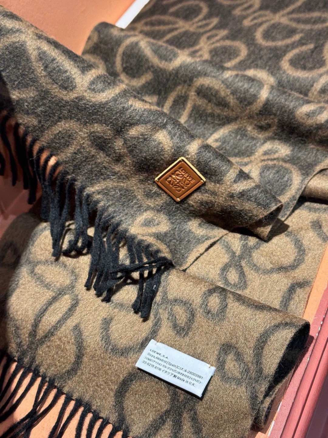 camel wool floral Scarf for women - alternate angle view 6