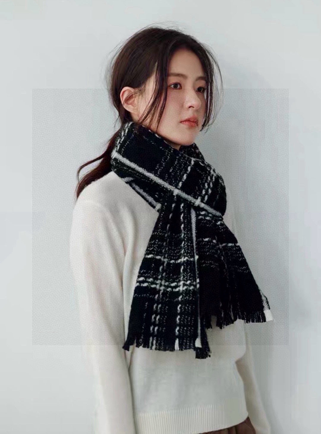 gold velvet double c Shawl for women - product detail view