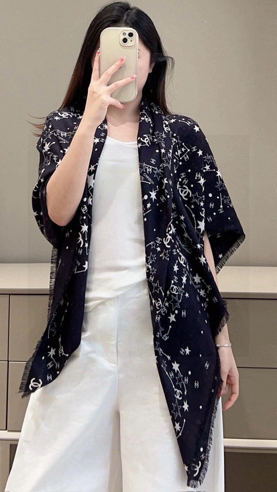 black velvet double c Shawl for women - alternate angle view 3