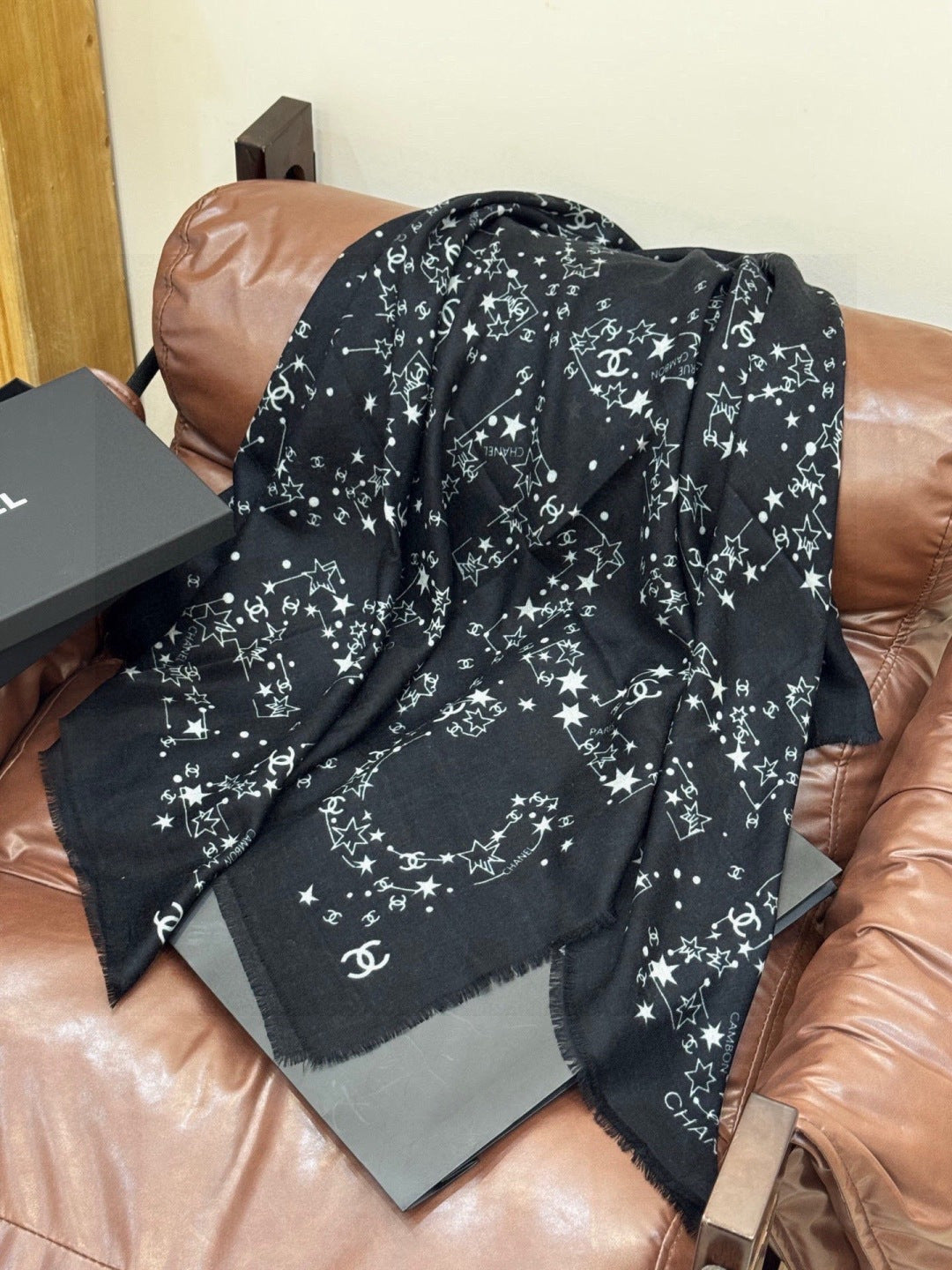 black velvet double c Shawl for women - alternate angle view 5